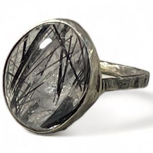 Black rutile silver ring